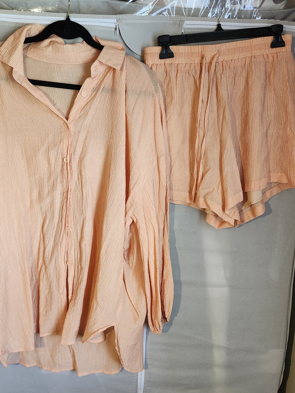 Womens Peach Crinkle Shorts - Lightweight Summer Short